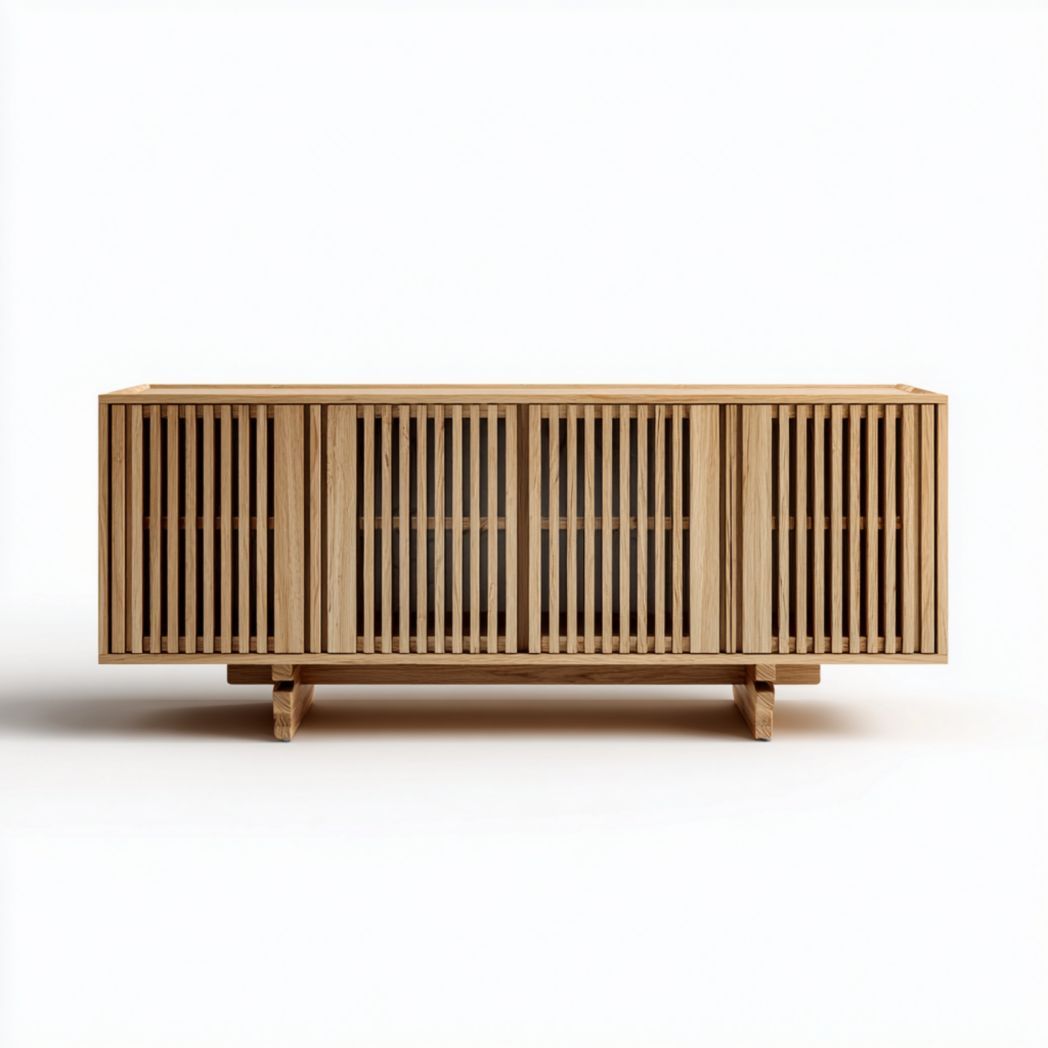 Buffet en bois de chêne avec portes ajourées