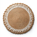 Tapis rond en jute tressé avec bordure décorative blanche