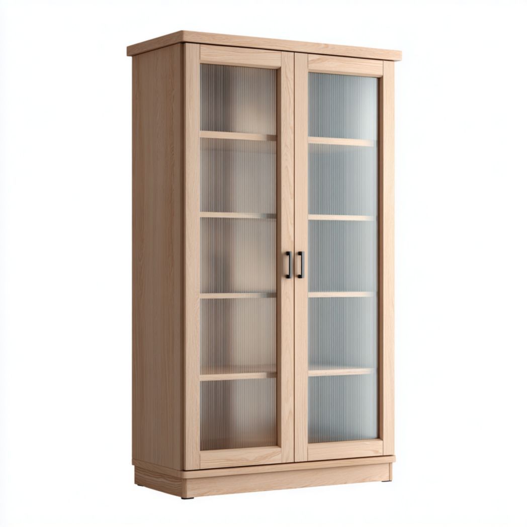 Vitrine en chêne clair avec portes vitrées