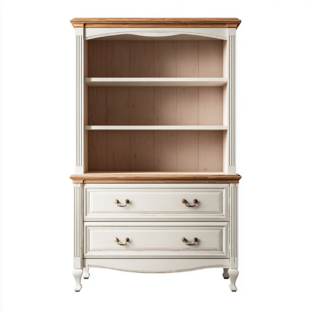 Bibliothèque en bois de pin avec tiroirs de rangement