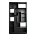 Bibliothèque à compartiments asymétriques en bois de chêne noir