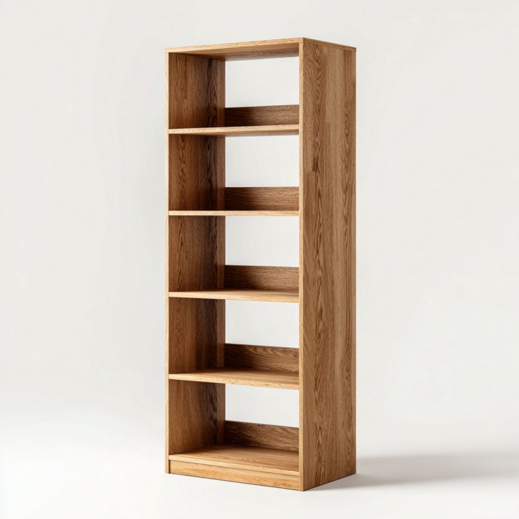 Bibliothèque à 5 niveaux en bois de chêne naturel