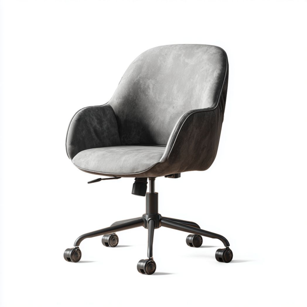 Chaise de bureau réglable en similicuir gris avec base en acier noir