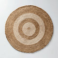 Tapis rond en jute tressé à cercles concentriques naturels et beiges
