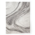 Tapis rectangulaire en polyester tissé motif marbré gris et blanc