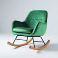 Fauteuil à bascule en vert avec piètement bois