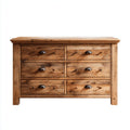 Commode 6 tiroirs en chêne massif avec poignées en métal noir