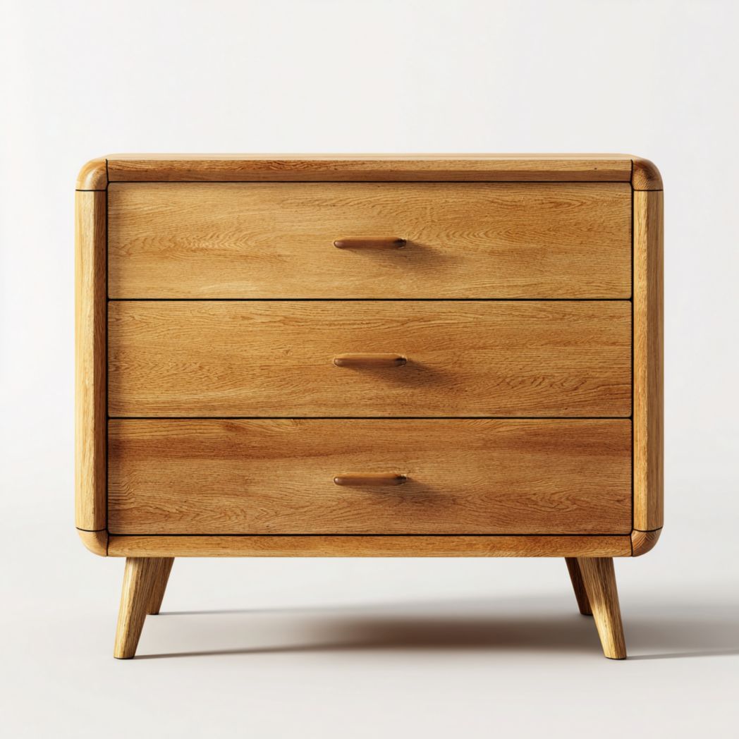 Commode 3 tiroirs en chêne massif avec poignées intégrées