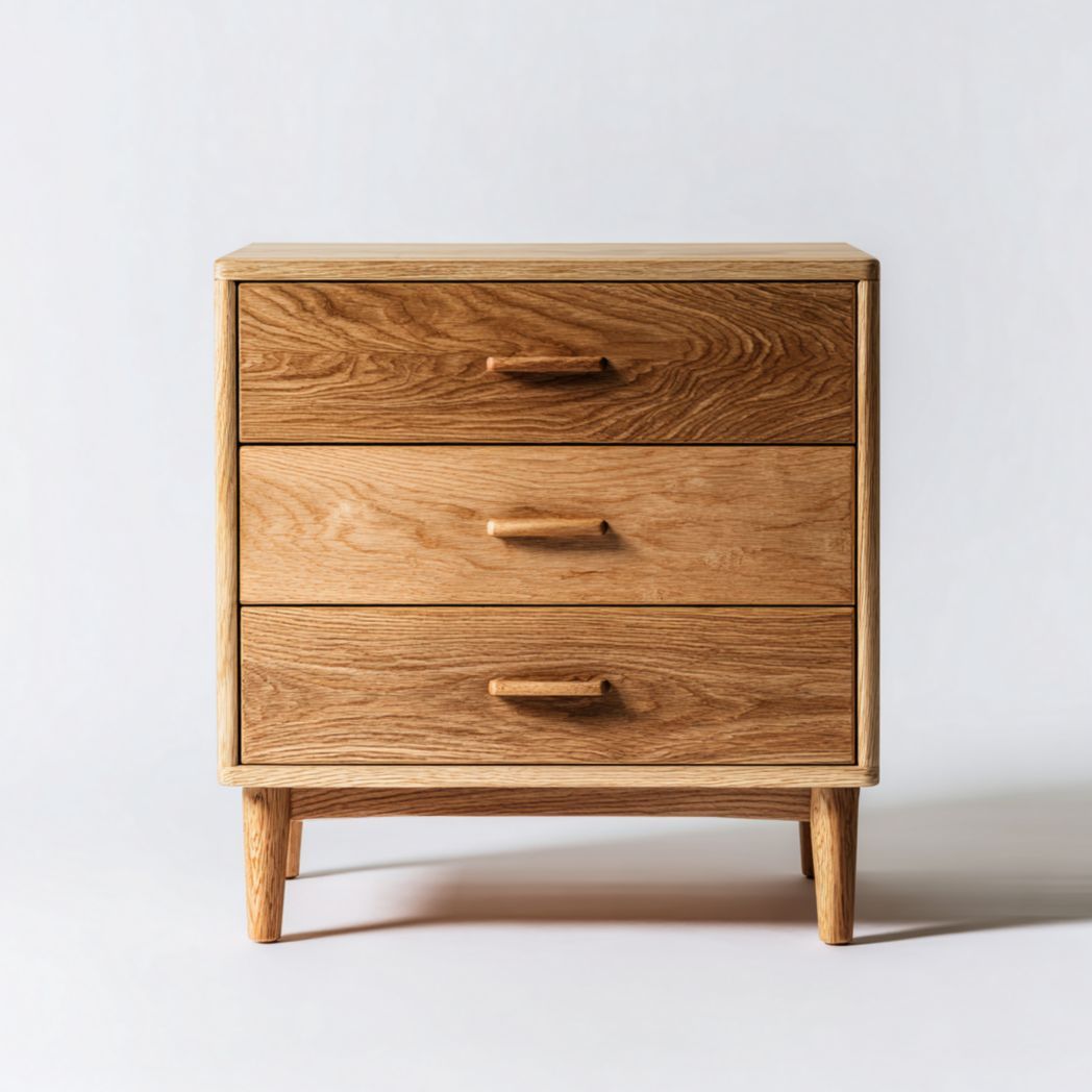 Commode 3 tiroirs en chêne massif naturel