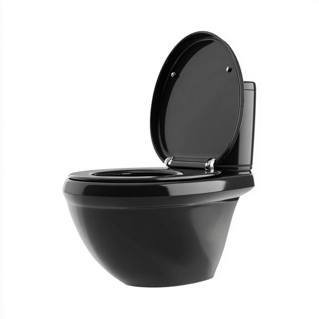 Toilette en céramique noire avec abattant
