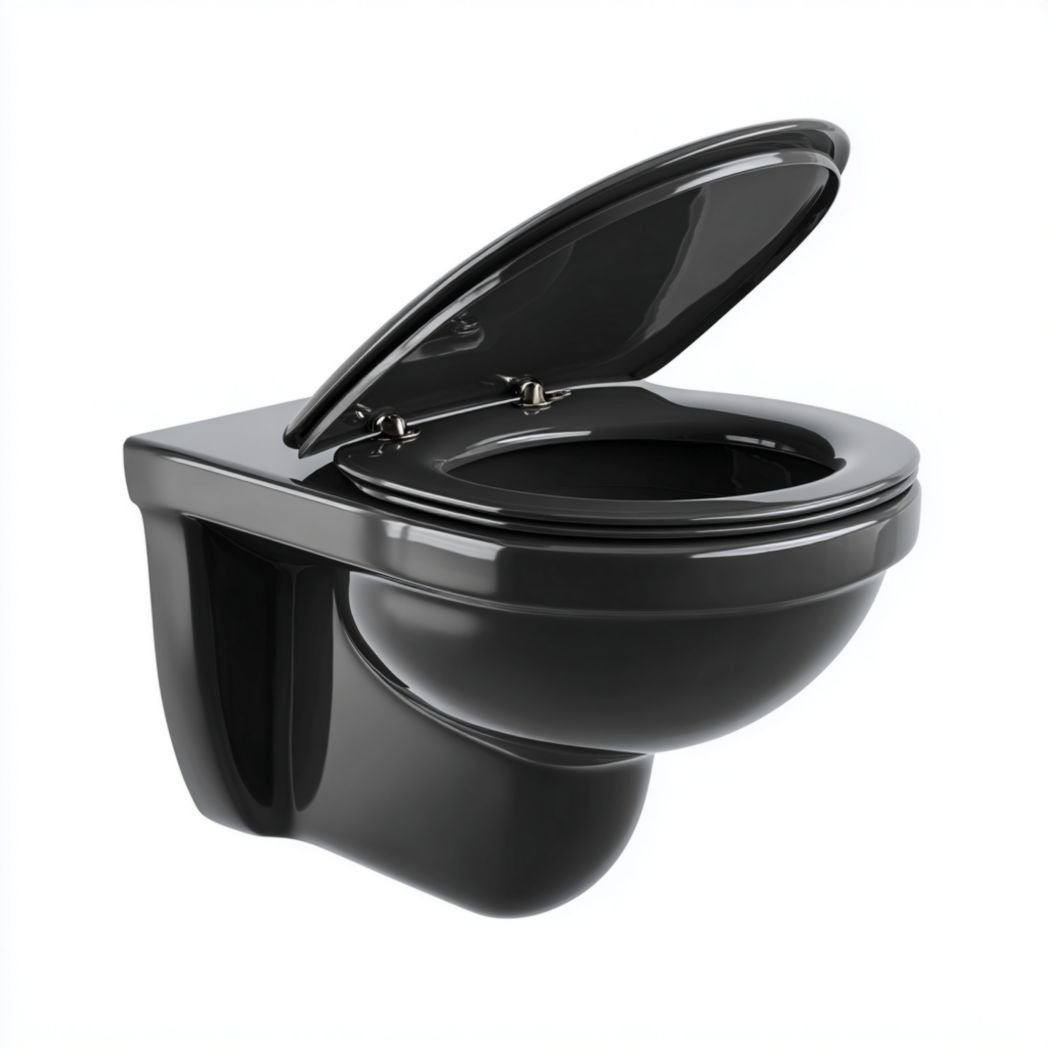 Toilette murale en céramique noire