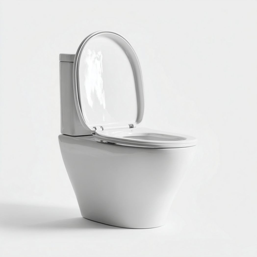 Toilette en céramique blanche avec réservoir et couvercle relevable