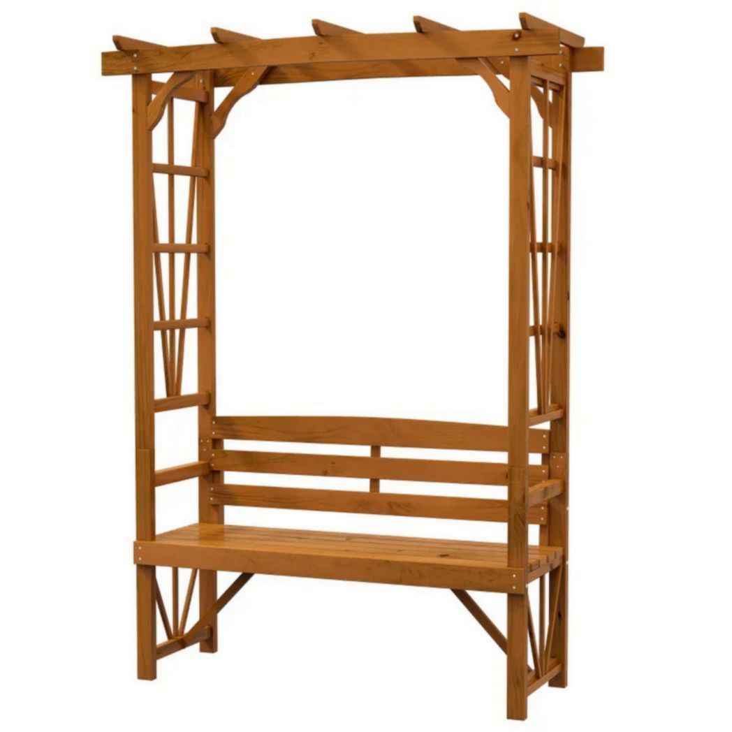 Banc de terrasse en bois, banc d'extérieur pour plantes grimpantes, marron