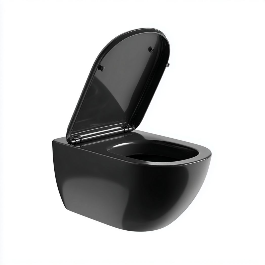 Toilette suspendue en céramique noire avec abattant relevable