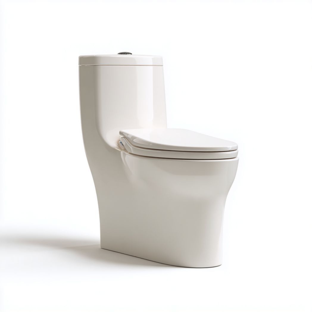 Toilette monobloc en céramique blanche avec réservoir intégré