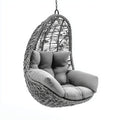 Fauteuil suspendu en rotin synthétique gris avec coussins