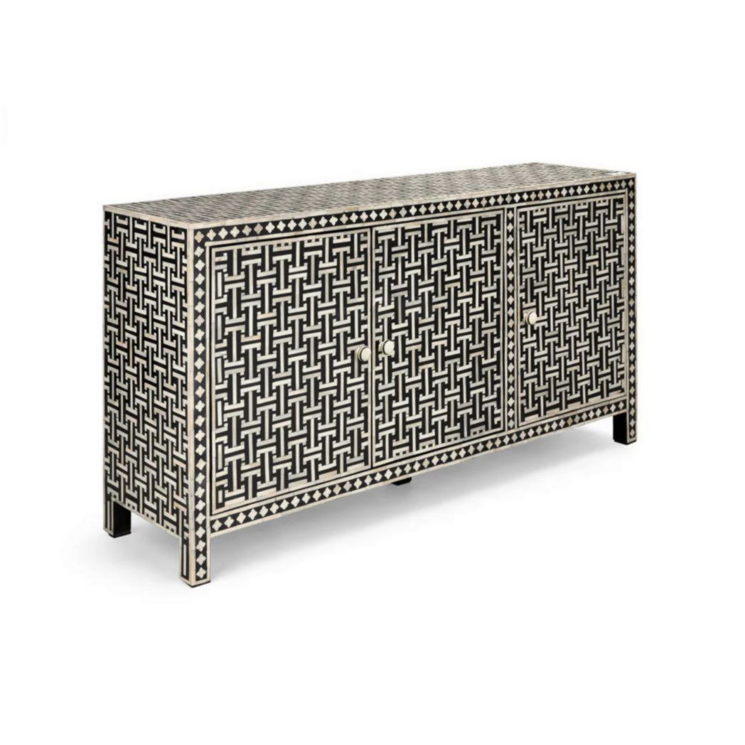 Buffet Augustine à 3 portes avec incrustations d'os