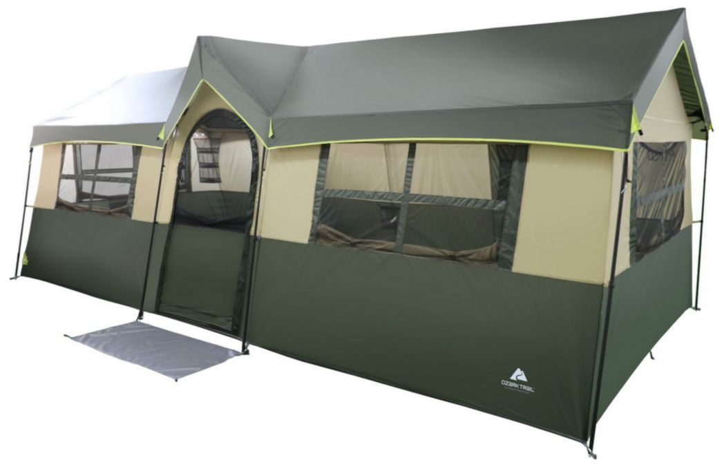 Tente cabine Ozark Trail Hazel Creek pour 12 personnes, 3 chambres, verte