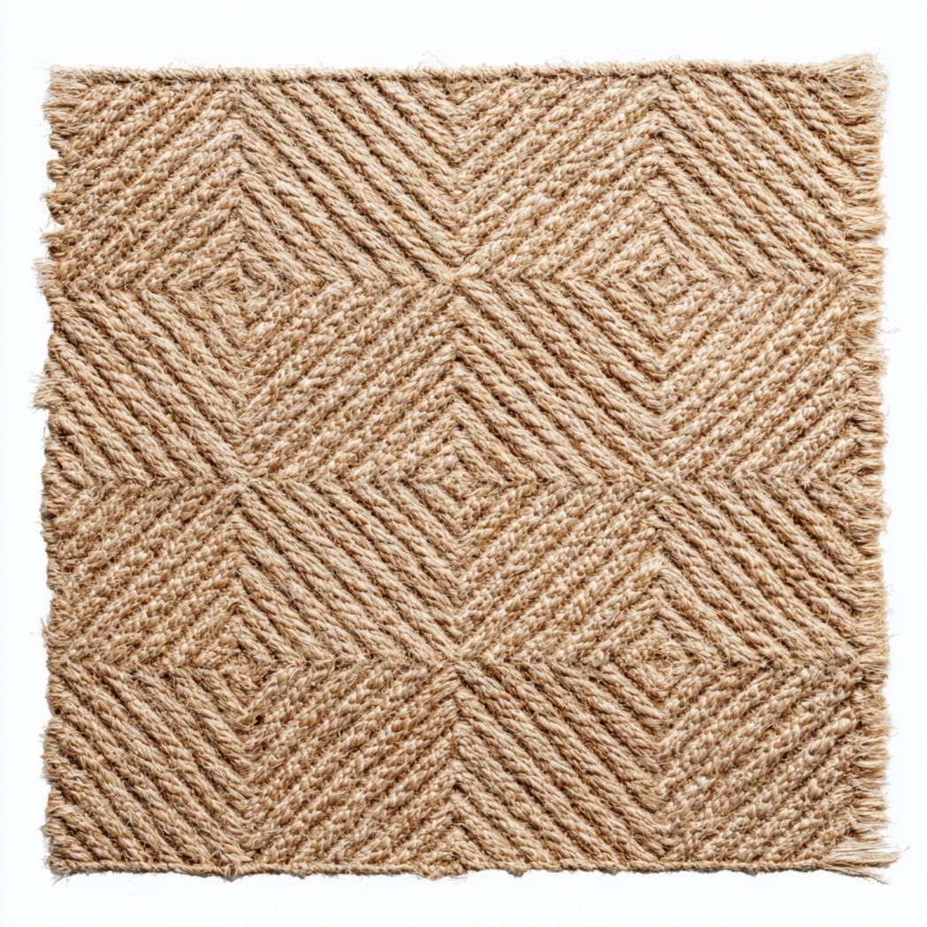 Tapis rectangulaire en jute tressée motif losange naturel
