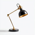 Lampe de bureau réglable en métal noir et laiton avec socle en marbre