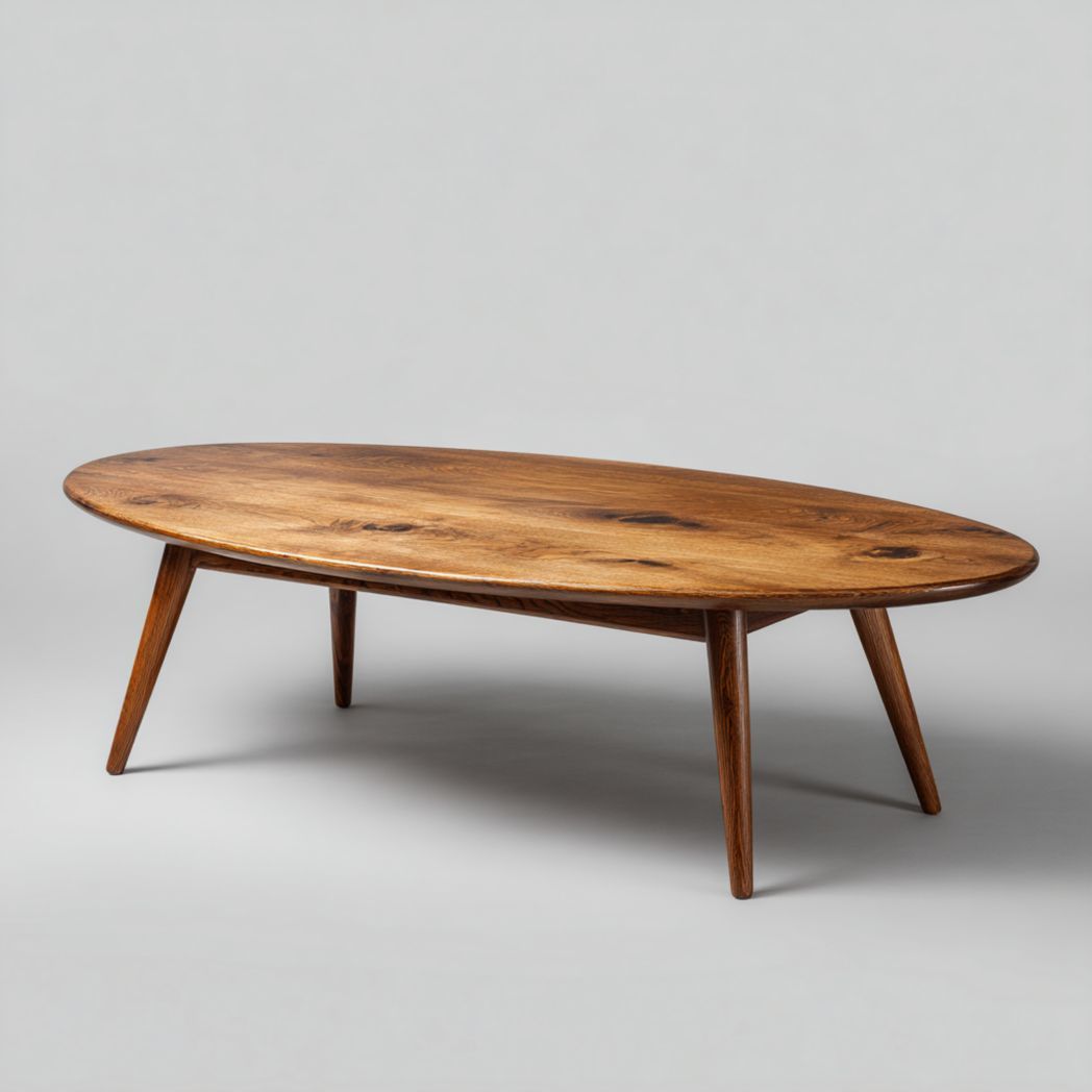 Table basse ovale en bois massif