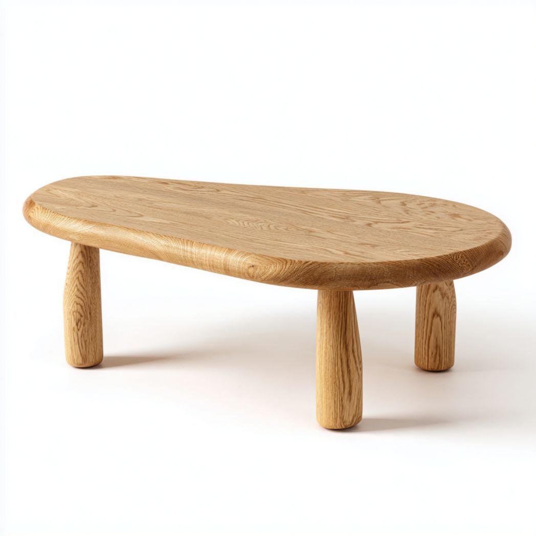 Table basse en chêne massif forme organique