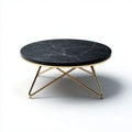 Table basse ronde en marbre noir avec piètement en acier doré